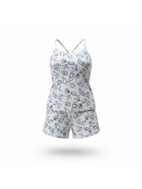 NWT Auden Cloud Knit Pajama Set L Blue Floral Soft Luxury Lounge Set